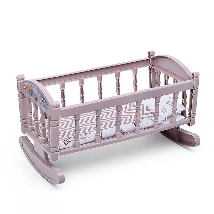 Кроватка-качалка сборная для кукол №4 (8 элементов) (тёмно-кремовая) 24026