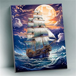 Картина по номерам 40х50 "Безмятежное плавание" с поталью, платина (25 цветов) QHR0007