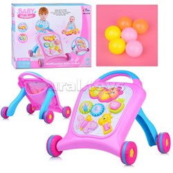 Ходунки "Милые животные" цвет розовый-голубой, свет, звук 8773