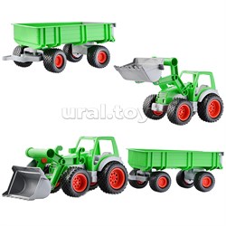 Фермер-техник, трактор-погрузчик с прицепом (в сеточке) 8817