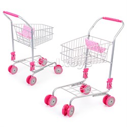 Тележка кукольная магазинная металлическая, на колесиках 9328