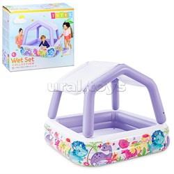 Бассейн надувной детский «Домик», 157 х 157 х 122 см, с навесом, 57470NP INTEX UT-57470NP