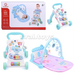 Ходунки 2 в 1 "Довольный малыш" с развивающим ковриком и игровым центром, в коробке UT-YL610