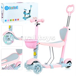 Самокат 3-х кол., розовый, светящиеся колёса, PU, ABEC 7, в коробке UT-U040836Y