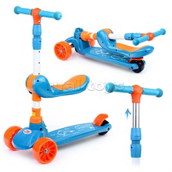 Самокат 3-х кол., голубой, PU, ABEC 7, в коробке UT-U038240Y