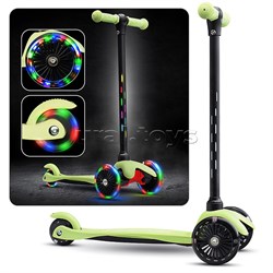 Самокат 3-х колесный ROCKET,колеса PU со светом, светящаяся стойка, ABEC 7, зеленый UT-R0197