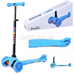 Самокат 3-х кол., синий, светящиеся колёса, PU, ABEC 7, в коробке UT-U038210Y