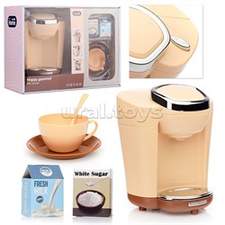Бытовая техника "Кофемашина" с аксессуарами, бежевый , (свет, звук) в коробке UT-A1008-3