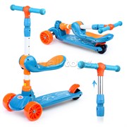 Самокат 3-х кол., голубой, PU, ABEC 7, в коробке U038240Y